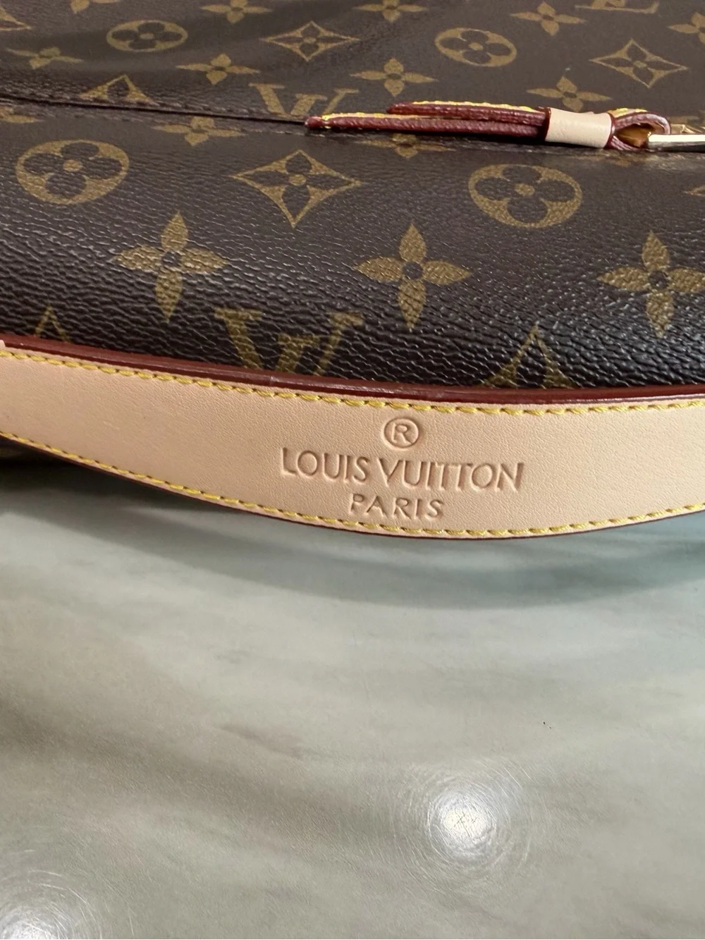 Brown and beige monogram pattern crossbody